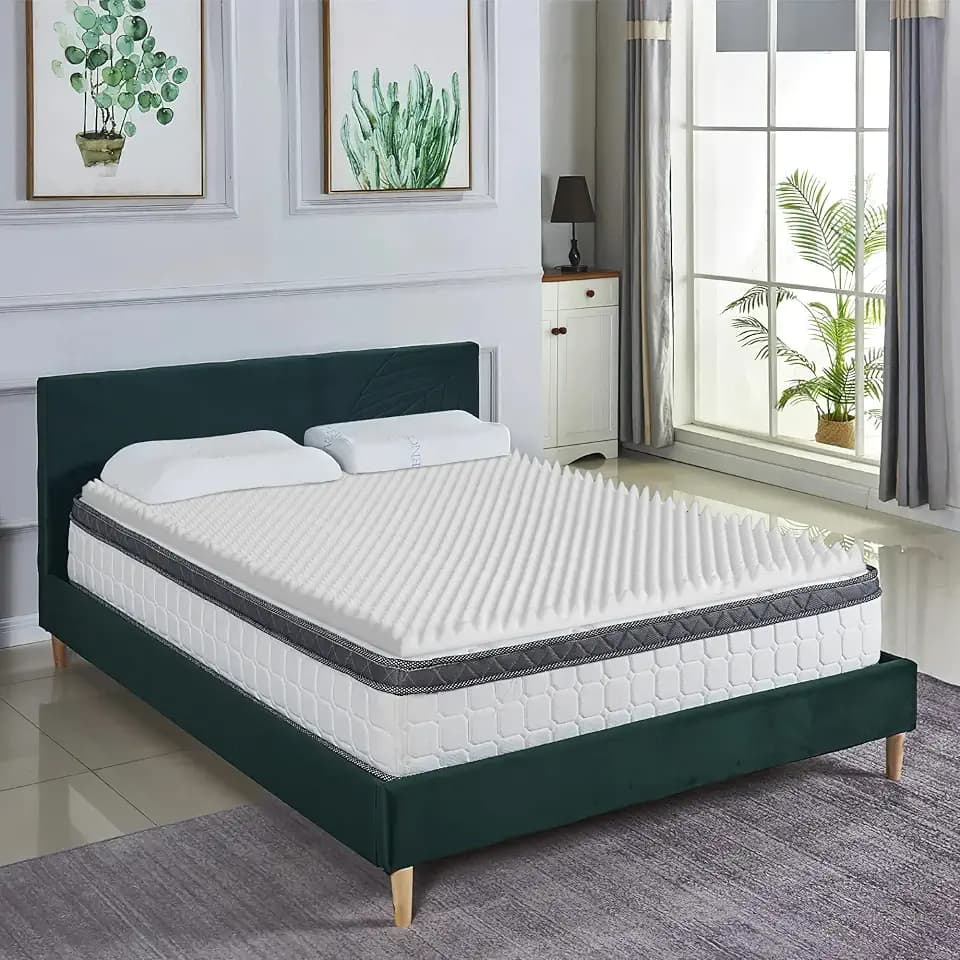 Treaton, 1-Inch Convoluted High Density Foam Mattress Topper, CertiPUR-US Certified for Superior Comfort and Support, Twin, Green