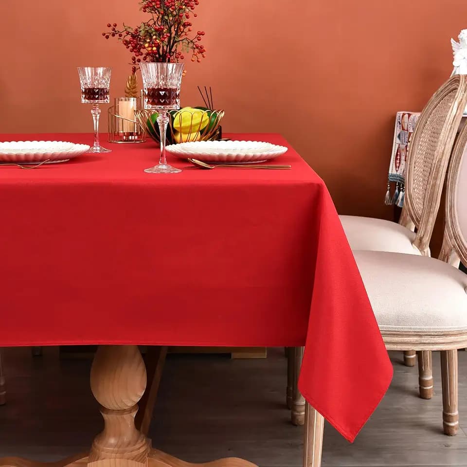 MEANMOY Red Rectangle Tablecloth 54x78 Inch Water Resistant Table Cloth