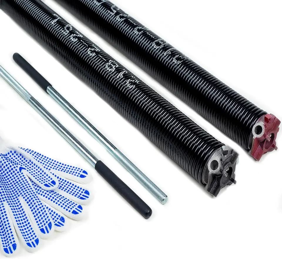 Pair of 2" Garage Door Torsion Springs with Non-Slip Winding Bar&Gloves,High Quality Coated Torsion Springs,for Replacement & Installation,MIN of 100,000 Cycles(0.207x2''x20'') (MMG209-21825)