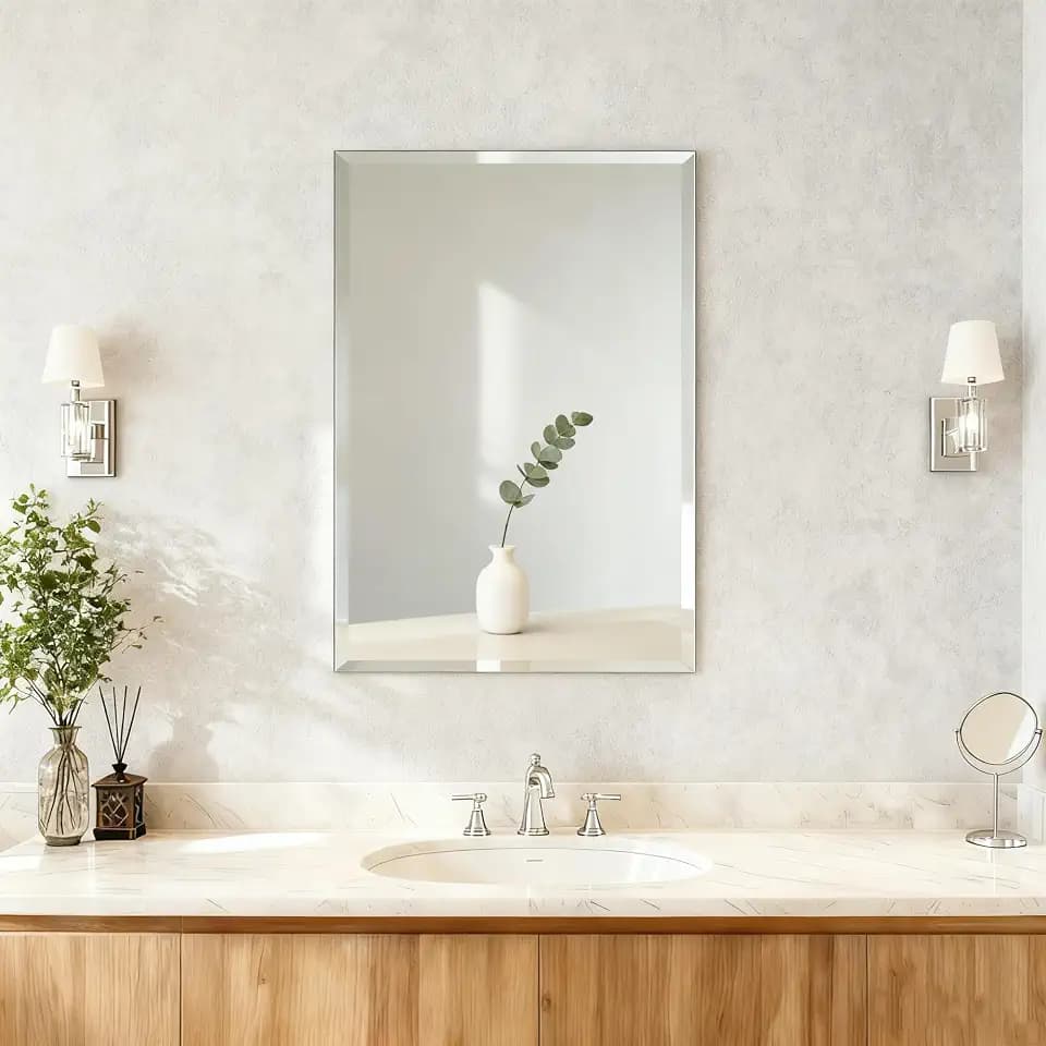 Bathroom Mirror for Over Sink 24x16 Inch Frameless Wall Mirror Rectangle