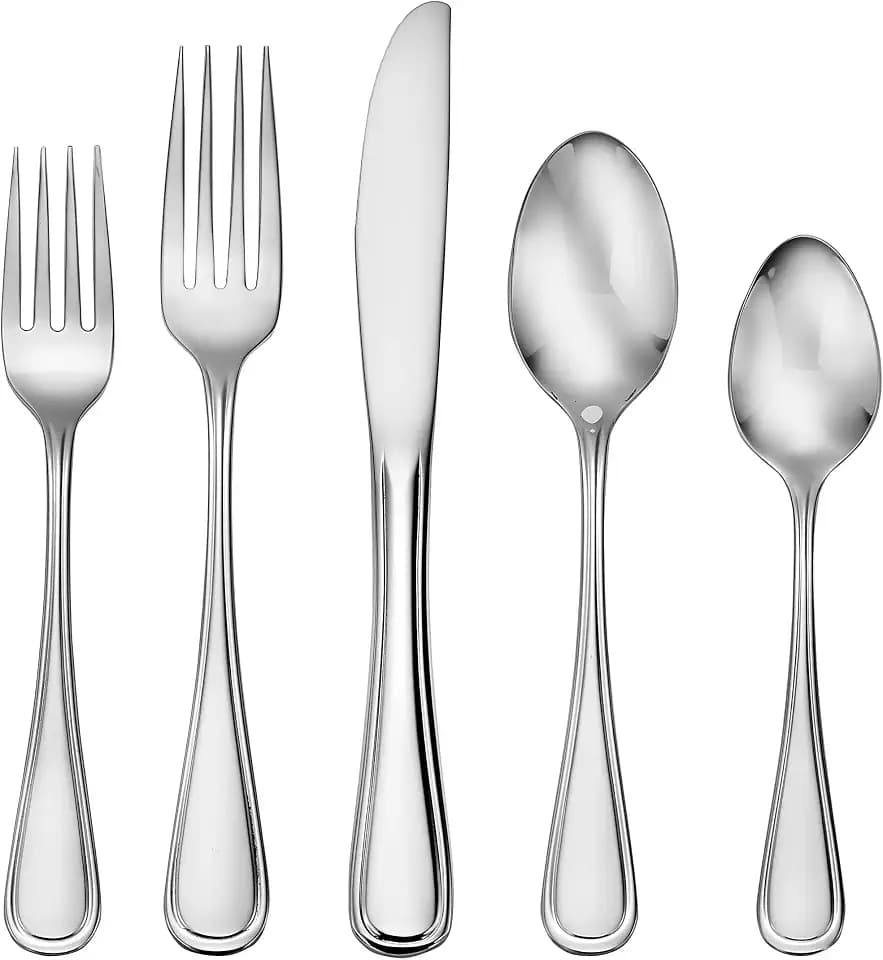Liberty Tabletop Classic Rim 45 Piece Flatware Set for 8 Made in USA 18/10 Stainless Steel Silverware