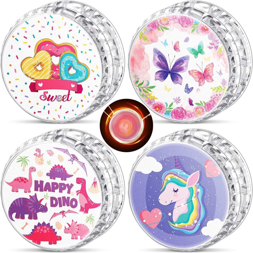 Lewtemi 4 Pack LED Light up Yoyo Unicorn Butterfly Dinosaur Lovely Theme