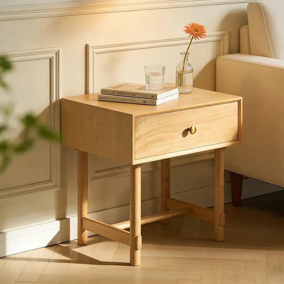Christopher Knight Home Cason Modern Nightstand with with Drawer, Wooden Small Night Stand with Storage Space, Minimalist Bedside Table/End Table, Multipurpose Space-Saving Storage Cabinet, Natural