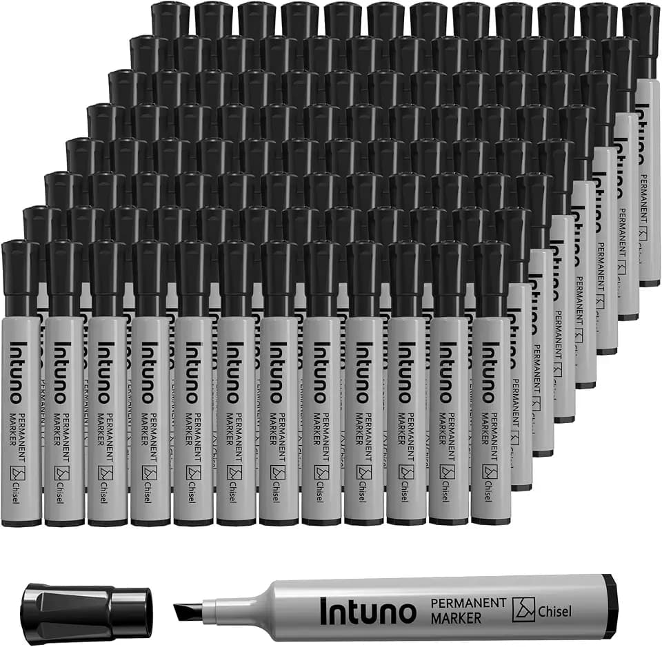 Permanent Markers, 96 Count Black, Chisel tip, Oil-Based Permanent Markers, Waterproof and Fade-Resistant, for Paper, Wood, Metal, Glass and More