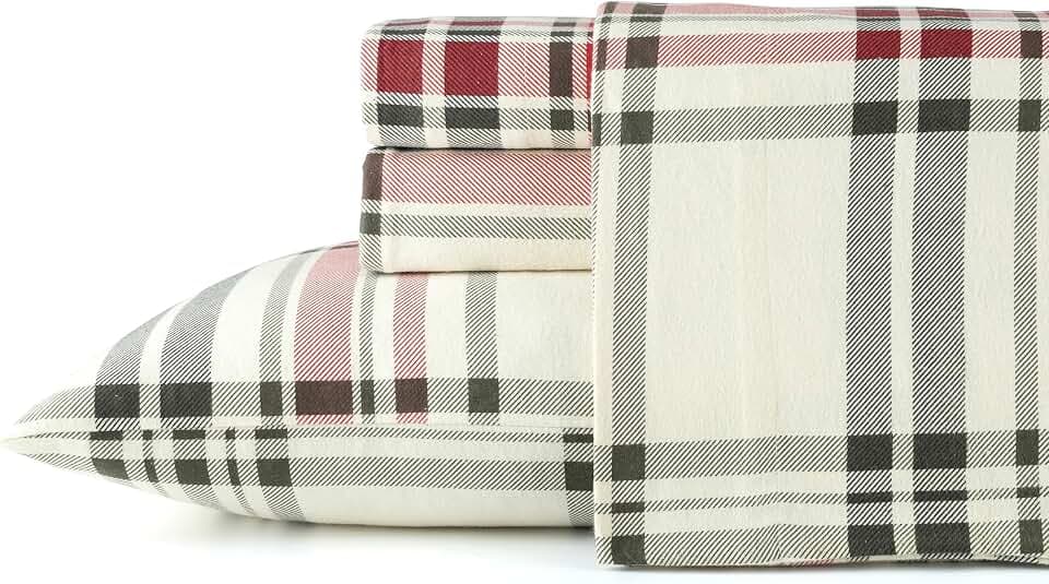 Pointehaven 180 GSM Brushed Cotton Flannel Sheet Sets (Kensington, Twin XL)