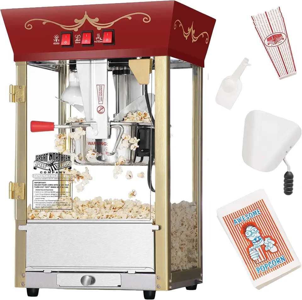 Great Northern Popcorn Matinee 8oz Popcorn Machine, Red