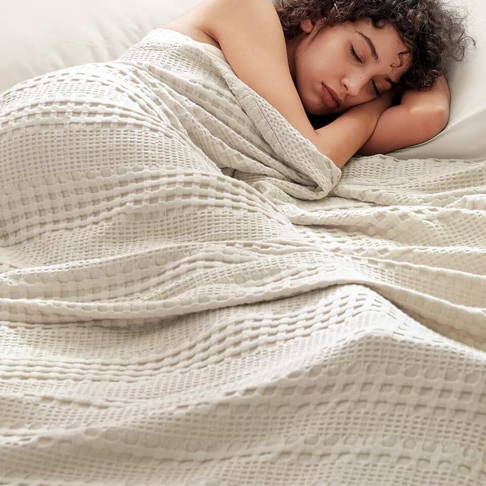 PHF Cooling Waffle Blanket for Hot Sleepers Twin Size, 66"x90", Linen