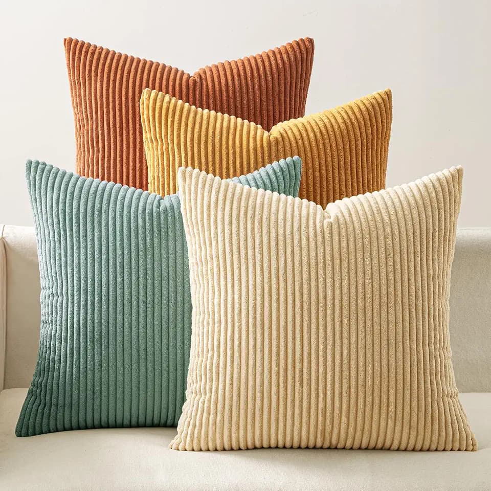 EMEMA Teal Orange Decorative Throw Pillow Covers 20x20 Inch Set of 4