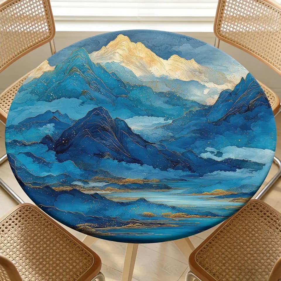 Round Fitted Table Cloth with Elastic Fits 46"-50" Round Tables