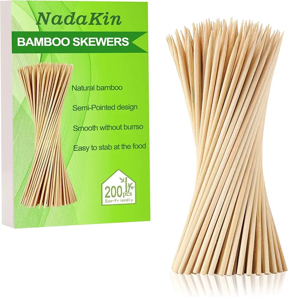 1000 PCS Bamboo Skewers, 10 Inch Wooden Skewers for Appetizers Fruit Kebab