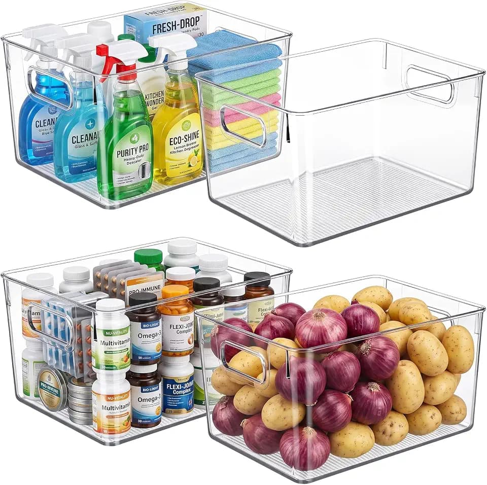 Heyuzb Clear Plastic Storage Bins