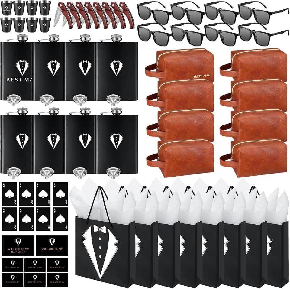Rigibright 80 Pcs Groomsmen Gifts Set of 8 for Wedding Best Man Gift