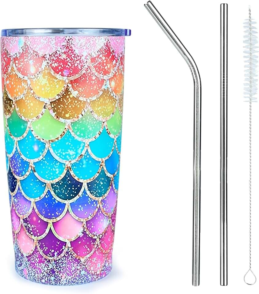 Mermaid Tumbler 20oz Stainless Steel Insulated Coffee Tumbler Travel Coffee Mug For Women Men