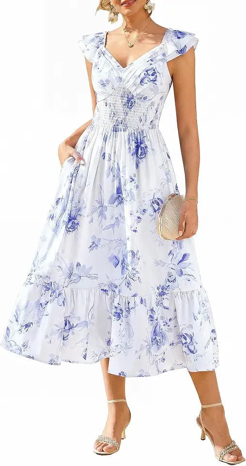 GRACE KARIN Women's Summer Floral Maxi Wedding Guest Dresses