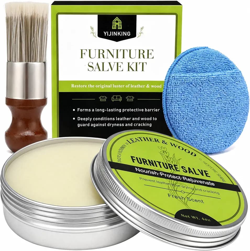 Furniture Salve for Leather, Premium Leather Furniture Conditioner Restorer Polisher, Deep Nourishing Repair Salve for Couch, Sofa, Car Seat, Wood, Anti-Crack & Long Lasting Protection