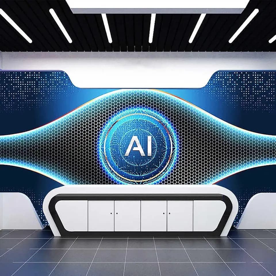 3D AI Technology Wall Mural, Futuristic Hexagon Circuit Board Wallpaper, Removable Peel and Stick Wall for Office TechCompany Home Decor, Self-Adhesive WallArt for MeetingRoom (Color-48, 157"Lx110"H)