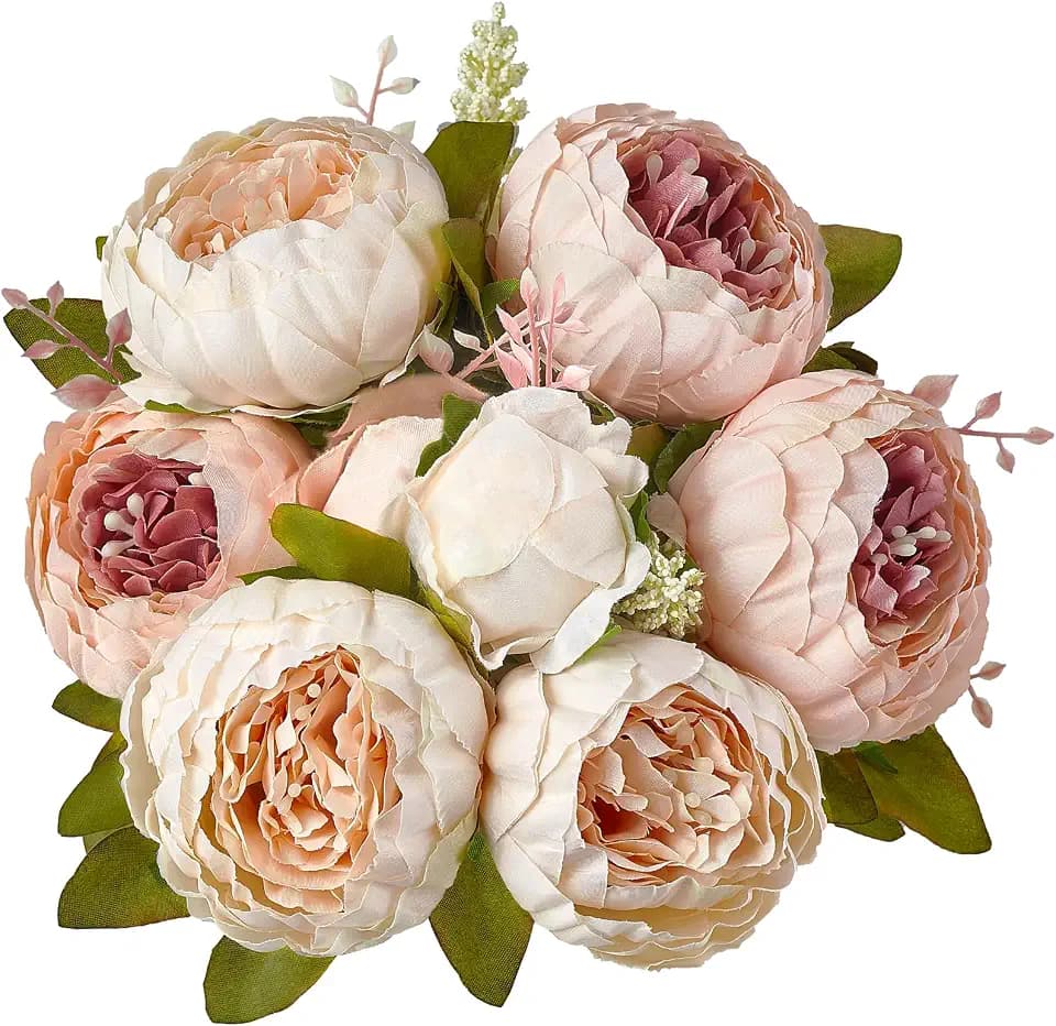 Mkono Peonies Artificial Flowers, 13 Stems Faux Peonies Real Touch 1 Pack