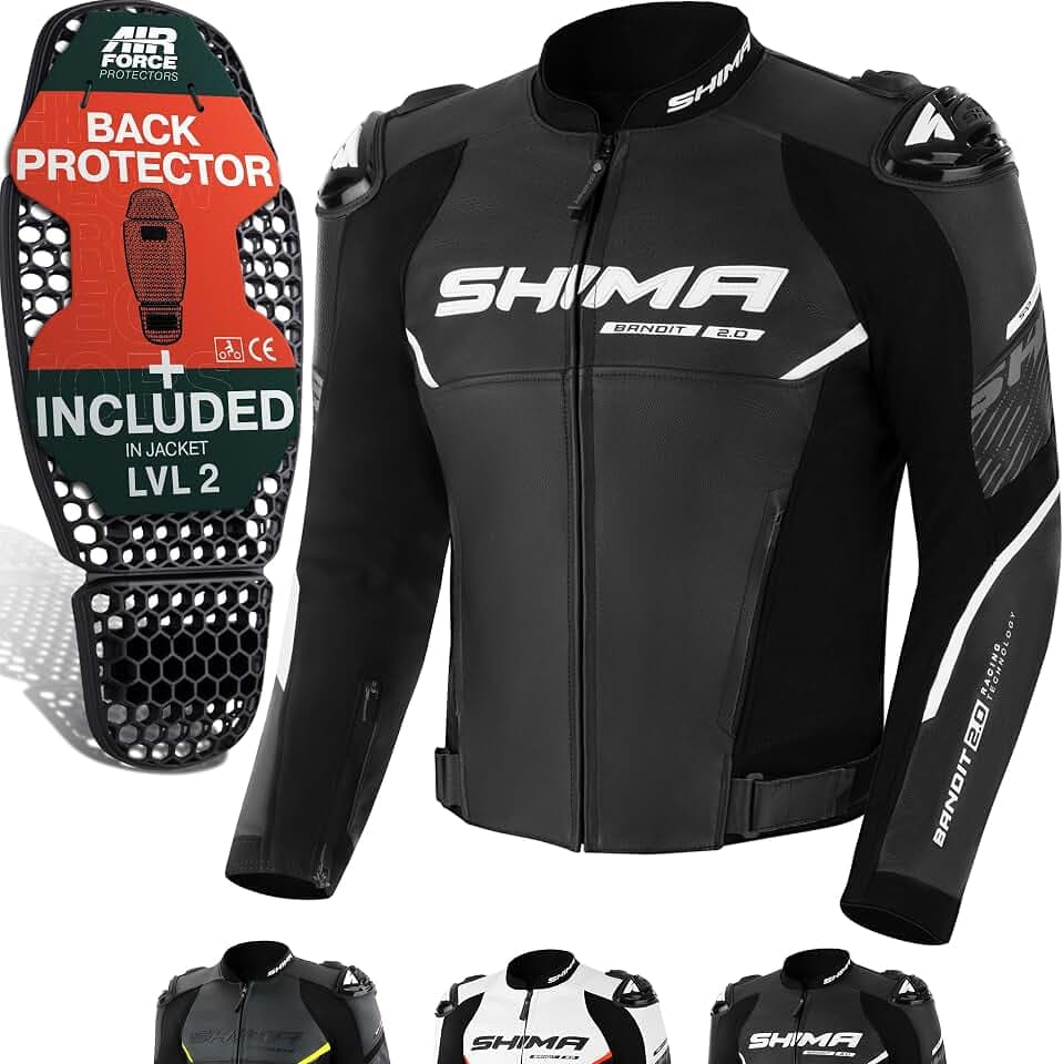 SHIMA Bandit 2.0 Motorrad Jacke Hose Herren mit Protektoren AirForce Rückenprotektor Leder Motorradkombi Sommer