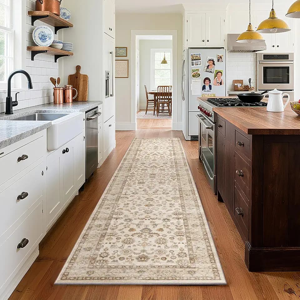 Washable Runners for Hallways Kitchen Rug: 2'x10' Kitchen Runner Stain Resistant Non Slip Low Pile Soft Carpet Runners for Hallways Bedroom Entryway Indoor Beside Bathroom Laundry Room