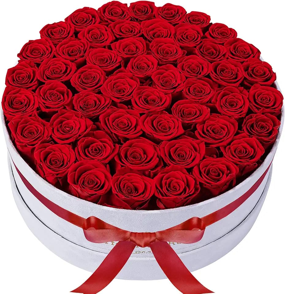 Perfectione Roses 50 Preserved Roses in Velvet Box, Flowers for Delivery