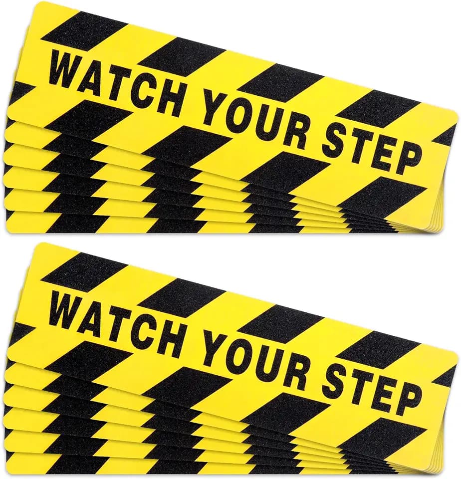 Boao 12 Pieces Watch Your Step Floor Stickers Anti Slip Abrasive Safety
