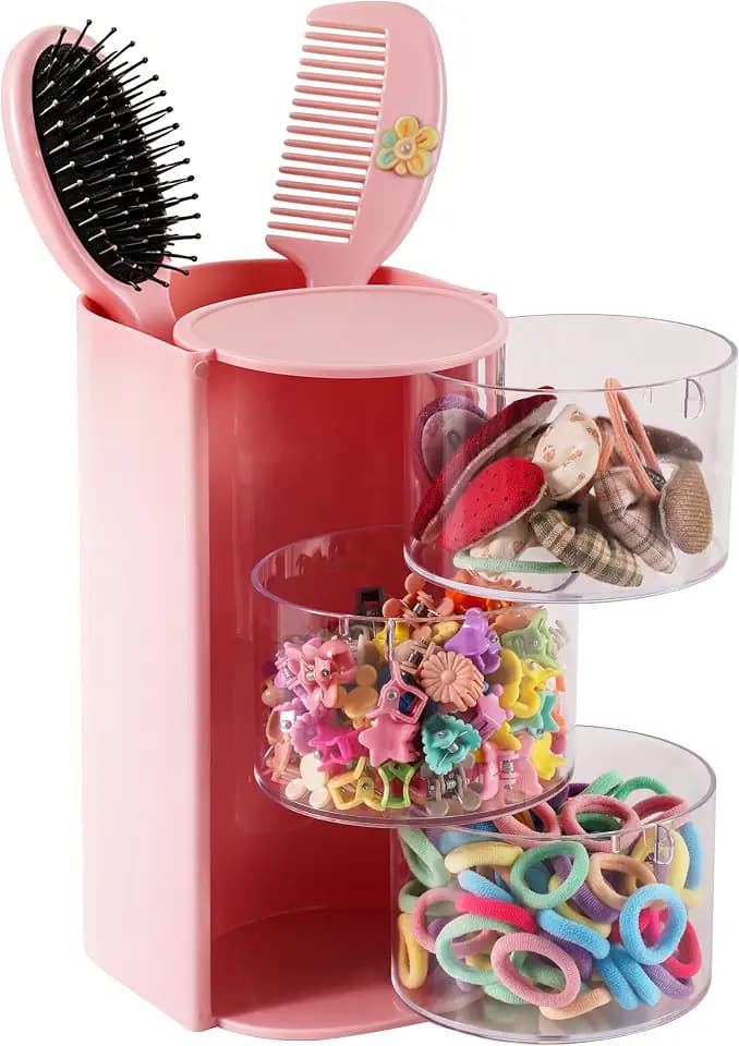Hair Accessories Organizer, 3-Tier Vanity Caddy, Pink