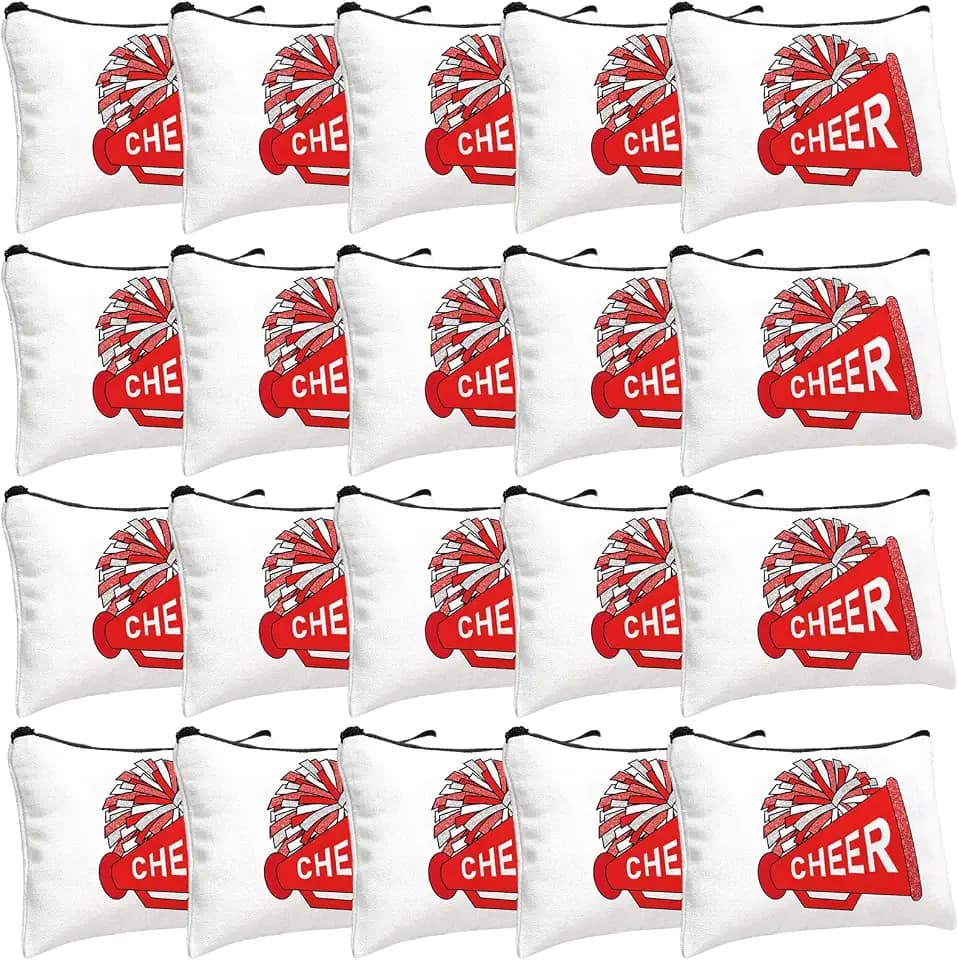 20 Pcs Cheer Makeup Bag Bulk Gifts, Red