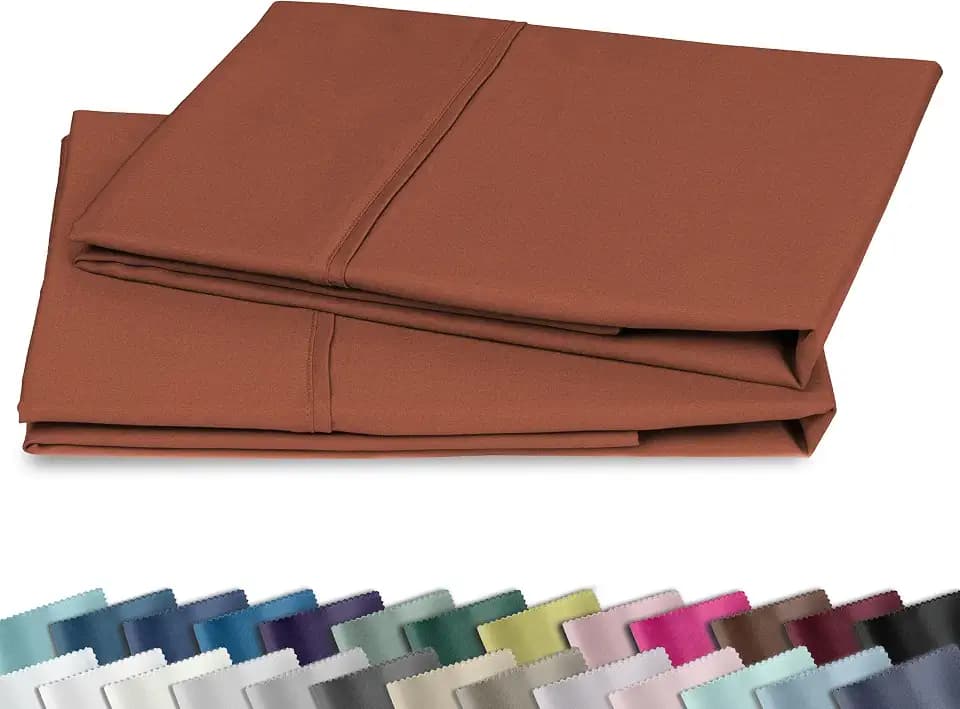 California Design Den 2-Pack Queen Pillow Cases,100% Cotton Sateen Rust