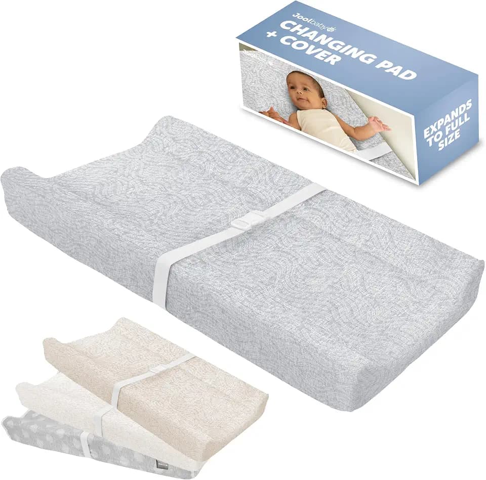 Jool Baby Soft Changing Pad + Washable Cover - (Wave Pattern, Gray)