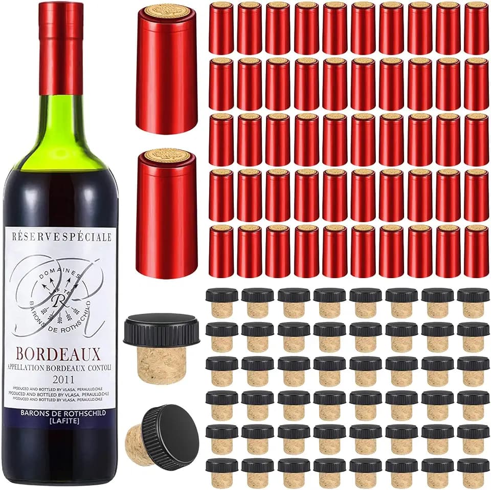 Blulu 100 Pack Wine Sealer for Wine Bottles, Red