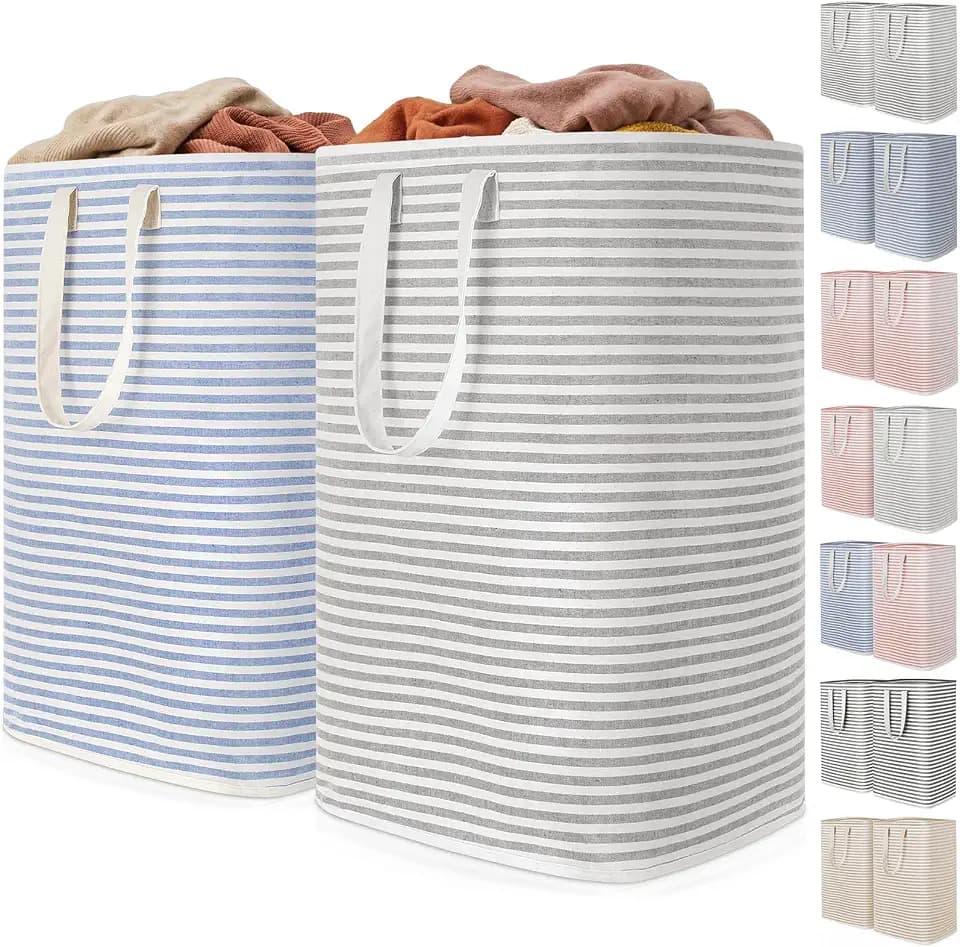 Lifewit 80L Large Laundry Baskets, Laundry Hampers Bags, 2 Pack, Grey&Blue