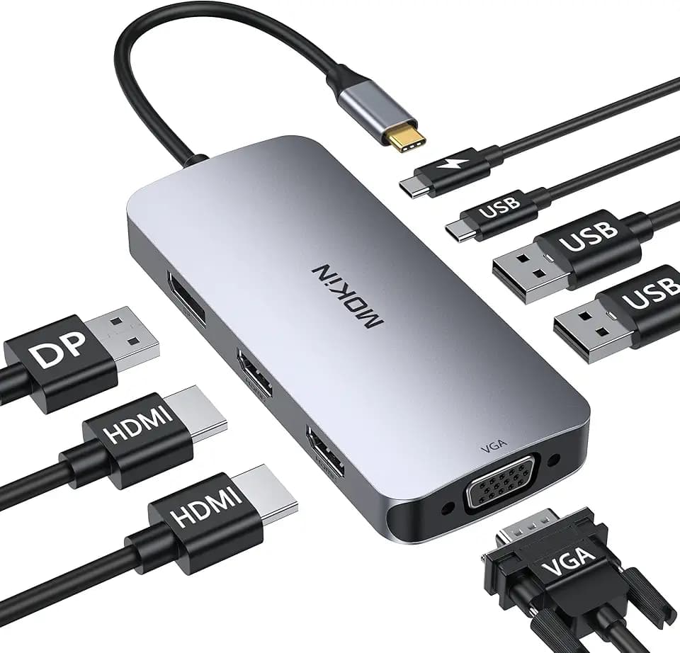MOKiN Dockingstation Laptop 2 Monitore 8 en 1 USB C Adapter Hub Dual HDMI