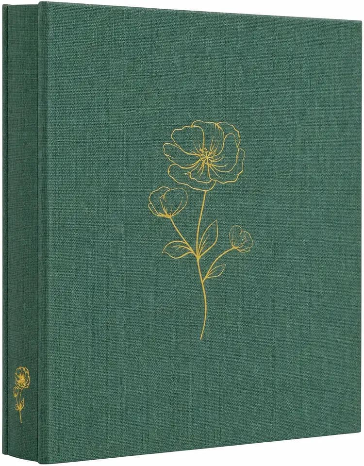 Photo Album 8x10 100 Photos, 100 Pockets Picture Album, Linen Fabric Cover Picture Book for Photos, 8x10 Photo Album Book for Wedding Travel Family Memories(DarkGreen)