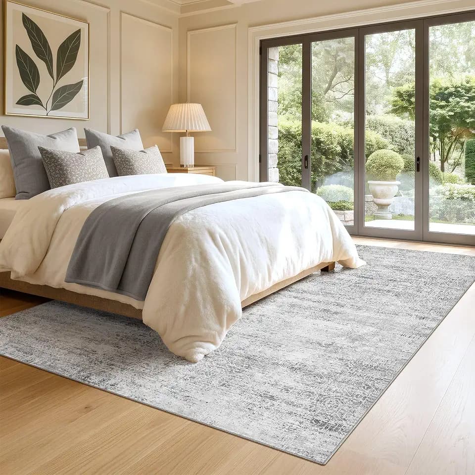 10x12 Area Rugs for Living Room: Large Washable Non Slip Gray Rug