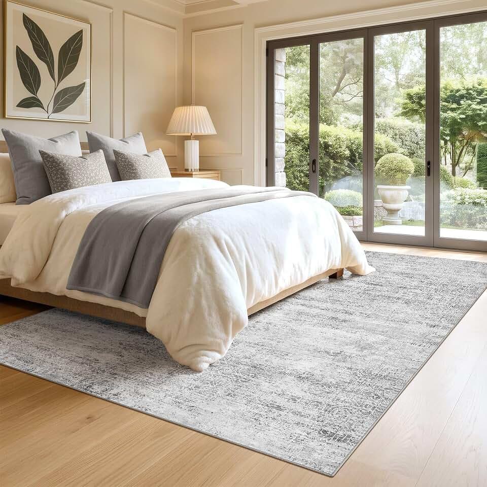 10x13 Area Rugs for Living Room: Large Washable Non Slip Gray Rug