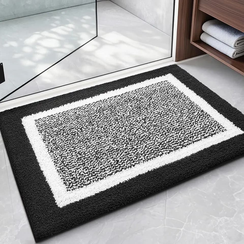Color&Geometry Simple and Stylish Bathroom Rugs for Bathroom, 20"x32",Black