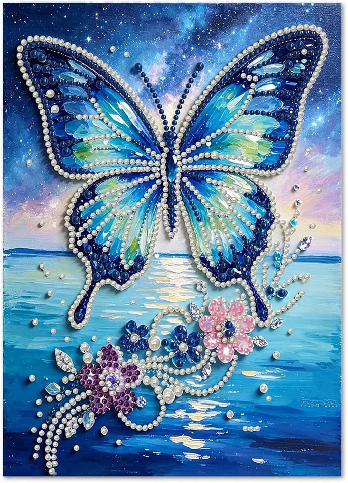 Butterfly Pearl Diamond Art Kits for Adults, Pearl Art 12x16 inch