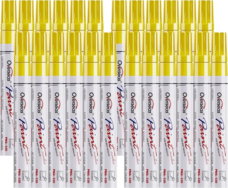 Overseas 24 Yellow Paint Pens Permanent Markers, Oil Based Paint Markers