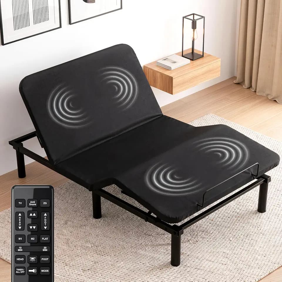 Twin XL Adjustable Bed Frame with Massage,Dual Motors Electric Bed Base