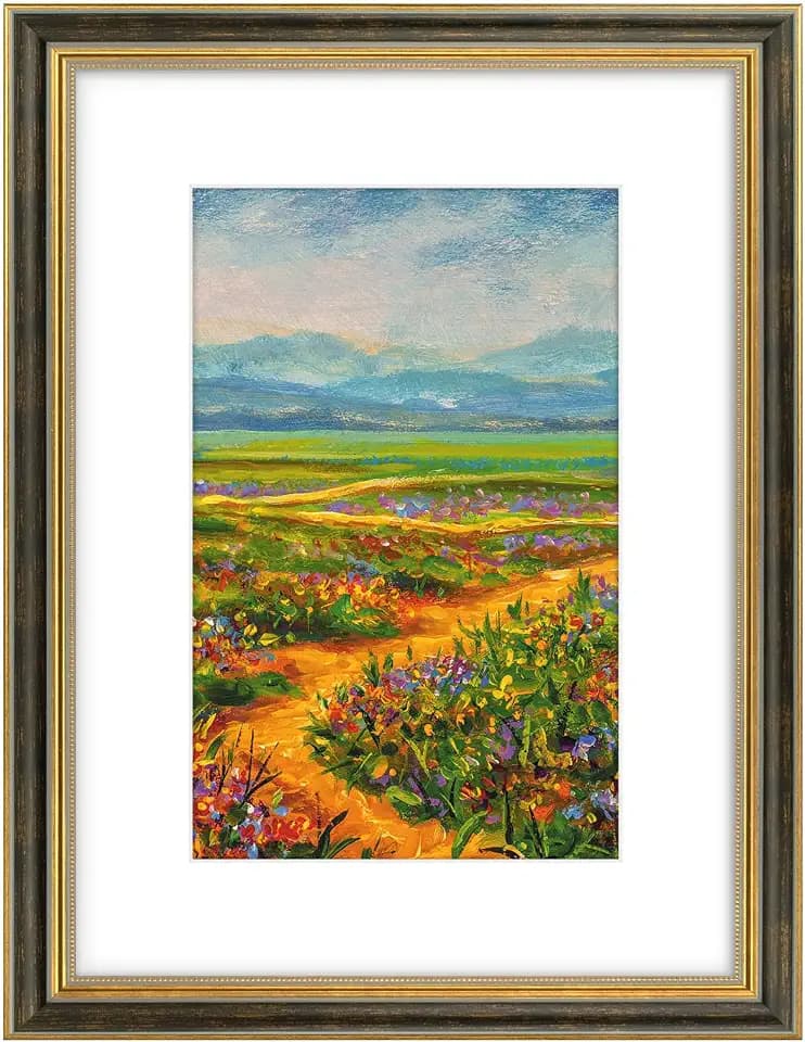 Golden State Art,12x16 Ornate Picture Frame Holds 8x12 Photo,Black Gold