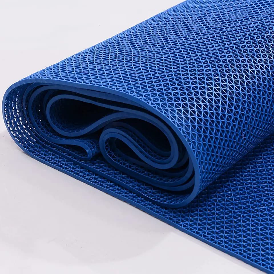 Drainage Non Slip Mats 3'x10' Heavy Duty Commercial Floor Mat Mesh Hollow Door Mat Roll for Swimming Pool Bathroom Kitchen Garage Indoor Outdoor Wet Area,Blue,0.9×3M/3×10FT