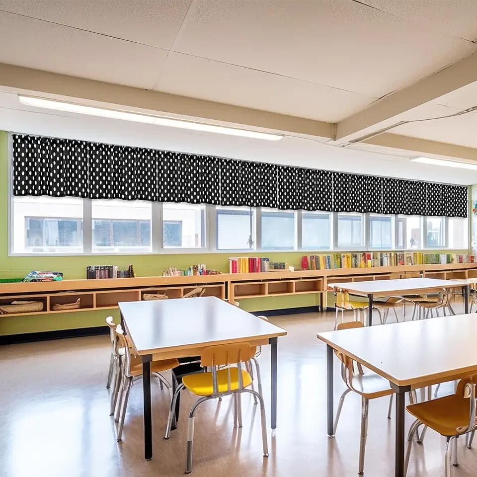 Hahafelt 8 Pcs Classroom Curtains for Window Black and White Polka Dot