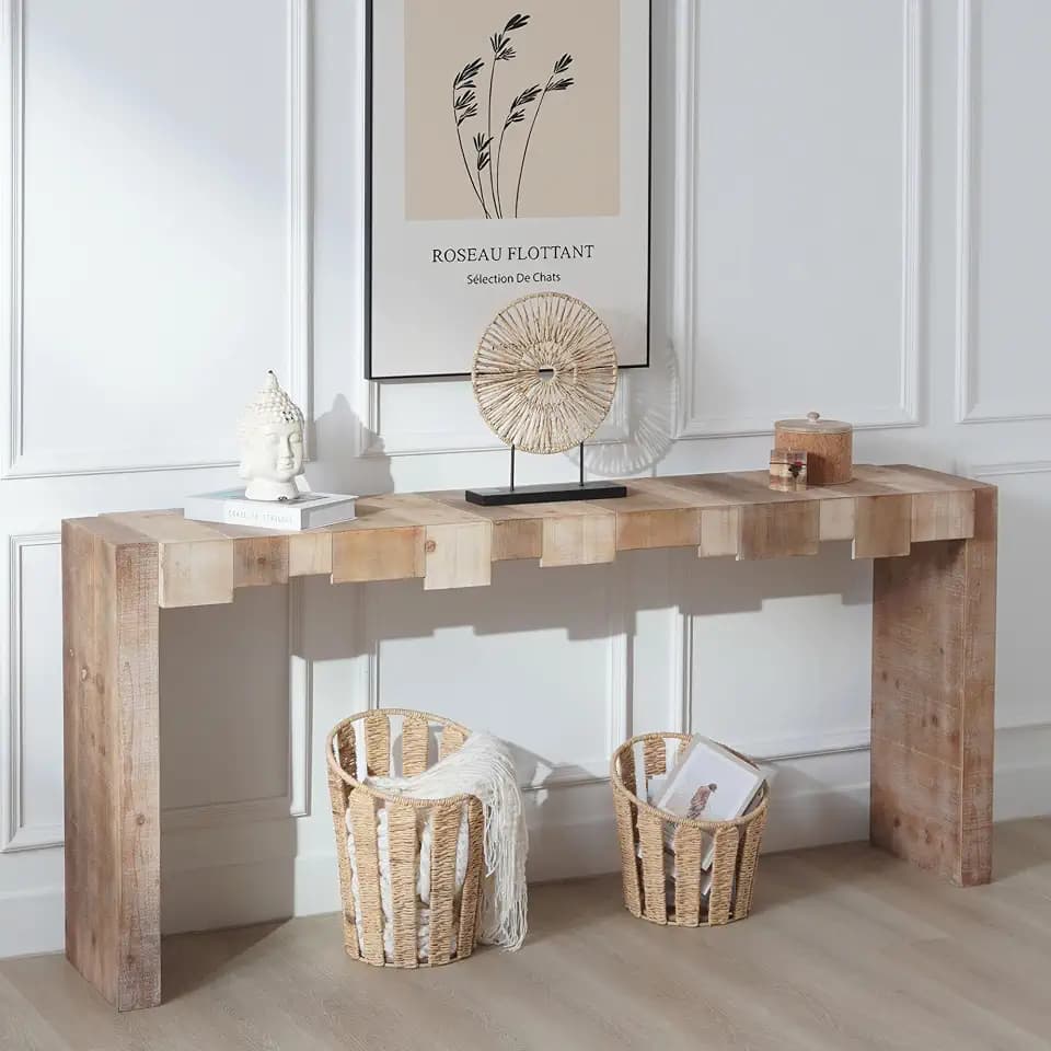 KEIKI 71'' Console Table, Modern Sofa Table Behind Couch, Rustic Narrow Entryway Table for Living Room, Hallway, Entrance, Multicolor Natural Wood