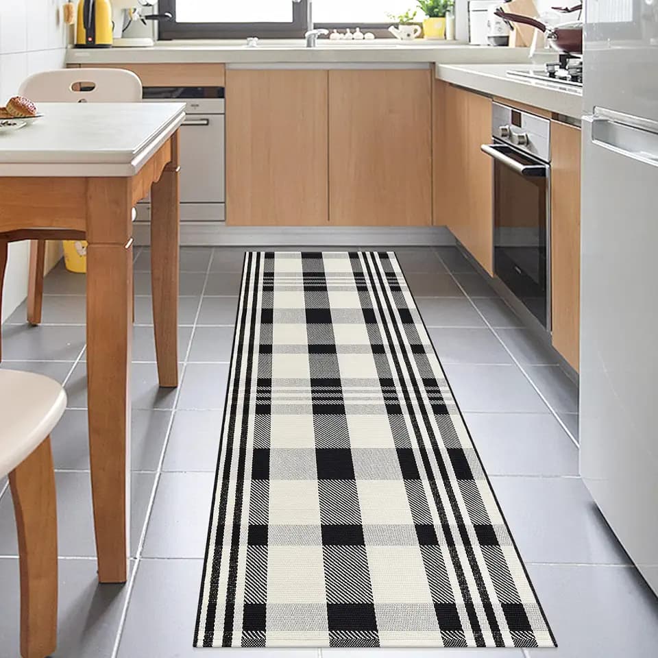 Buffalo Plaid Runner Rug 2'x6' Checkered Carpet Corridor Door Mat
