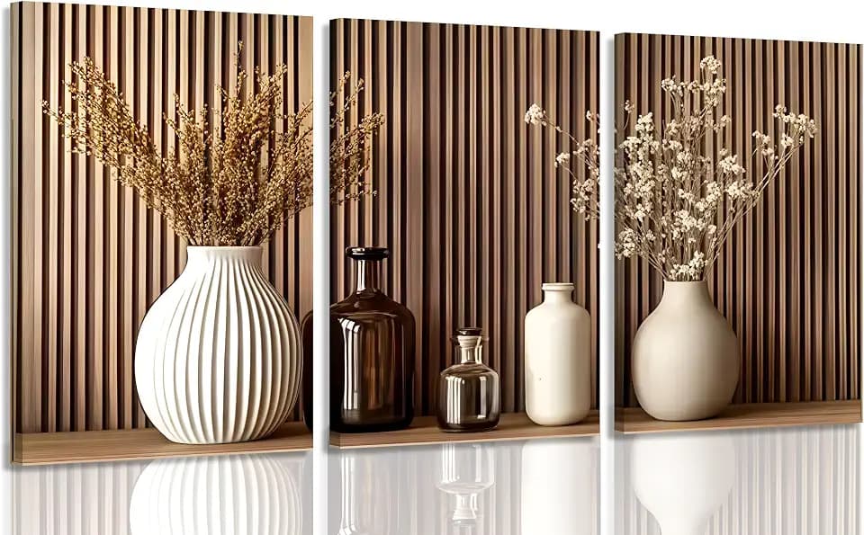 Framed 3Pcs Minimalist Floral Canvas Wall Art 16x24 inches (40x60cm)