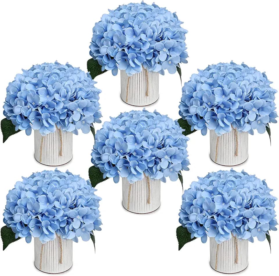 Pastel Blue Flower Table Centerpieces - Set of 6