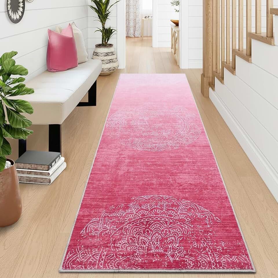 COZYLOOM Vintage Runner Rug 2x6 Washable Boho Entryway Rug Distressed Medallion Soft Stain Resistant Hallway Runner, Kitchen Rugs Bath Mat Laundry Room