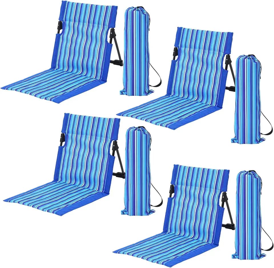 AceOrbit 4 Pack Foldable Poolside Chairs Portable Beach Flip Chairs Pool Seat for Edge of Pool Side with Bag Support Lightweight Lounge Seat for Camp Adult Lawn Sport Party