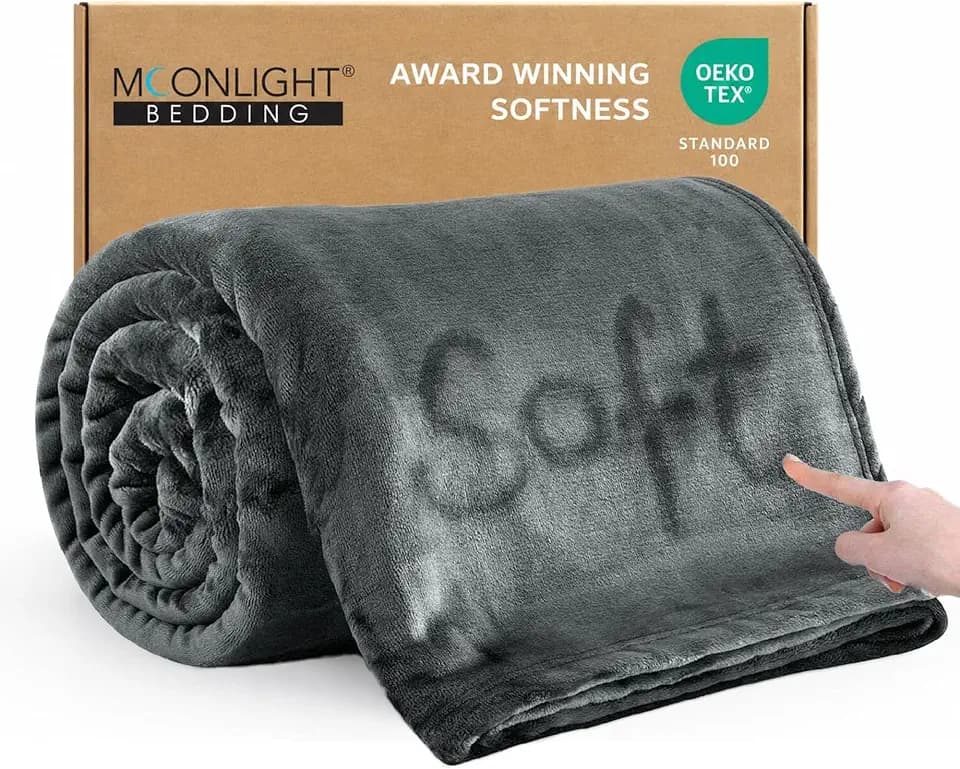 MOONLIGHT20015 Twin Fleece Blanket 60x80 Guest Bedroom Grey