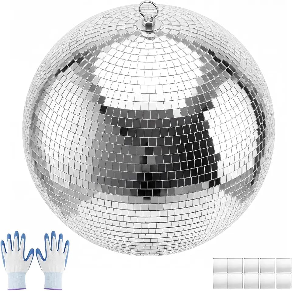 VEVOR Mirror Disco Ball 16 Inch Silver Reflective Ball with Hanging Ring